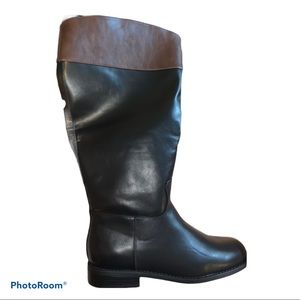 COPY - Wide calf brown and black leather riding boot